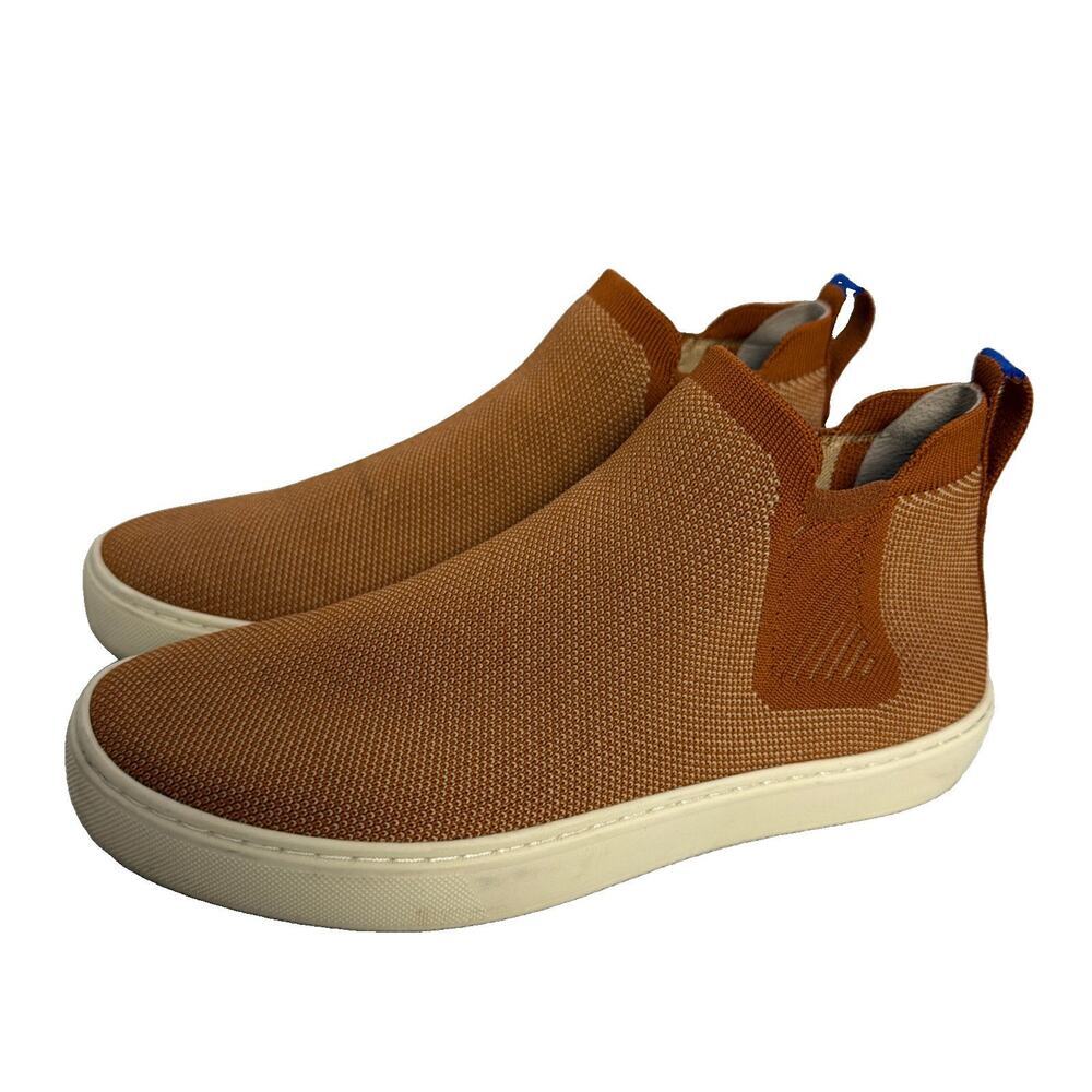 Rothy's Chelsea Boots Womens Size 8 Eu Fawn Knit Ankle Round Toe Pull On